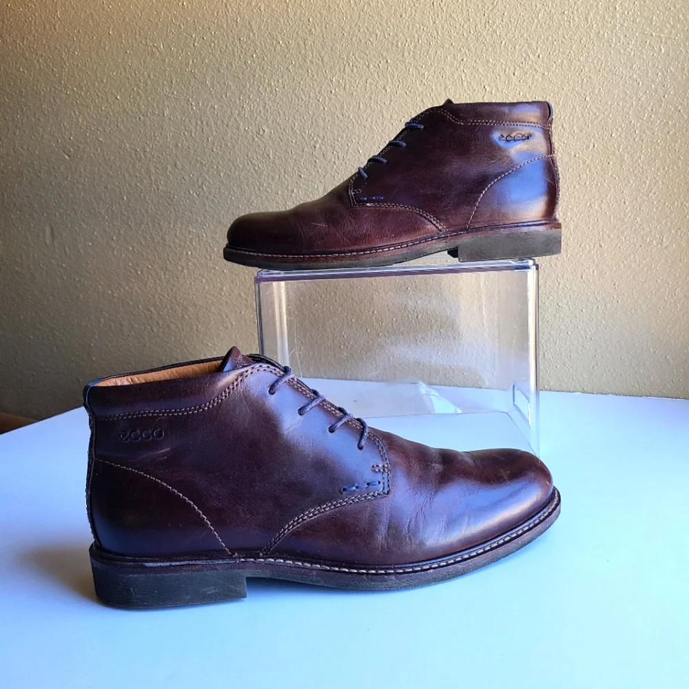 Ecco Chukka Boots Mens Size EU 40 US 7 Brown Leather Ankle Boots